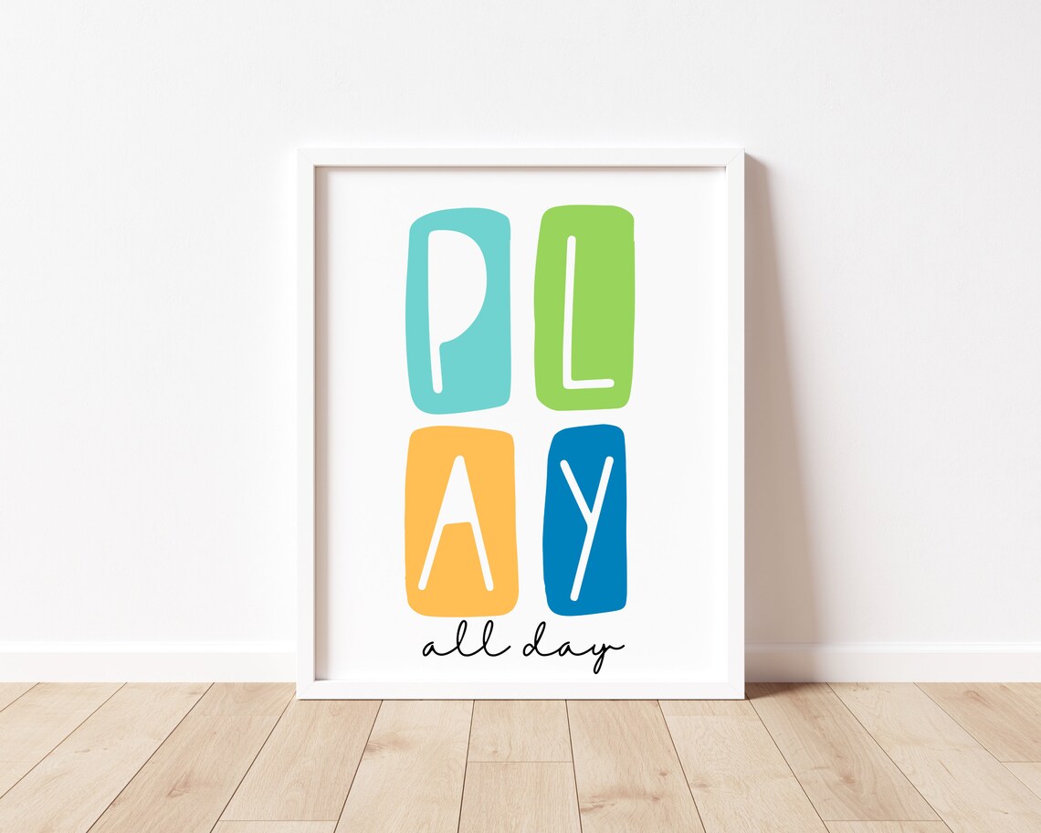 Play All Day Typography Art Print, Playroom Decor - Image 3