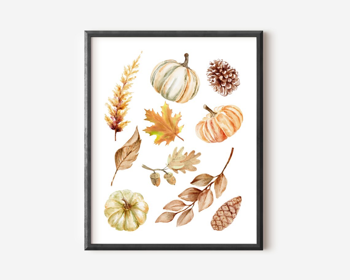 Fall Wall Decor Autumn Leaves Watercolor Art Print - Image 2