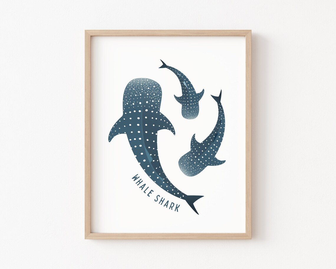 Whale Shark Ocean Art Print, Beach House Decor
