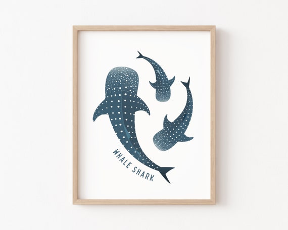 Whale Shark Ocean Art Print, Beach House Decor
