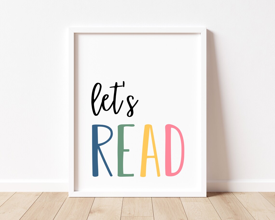 Lets Read Sign Playroom Reading Corner Poster Print - Image 2