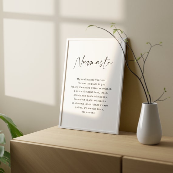Namaste Sign Wall Art Yoga Poster Meditation Print Decor