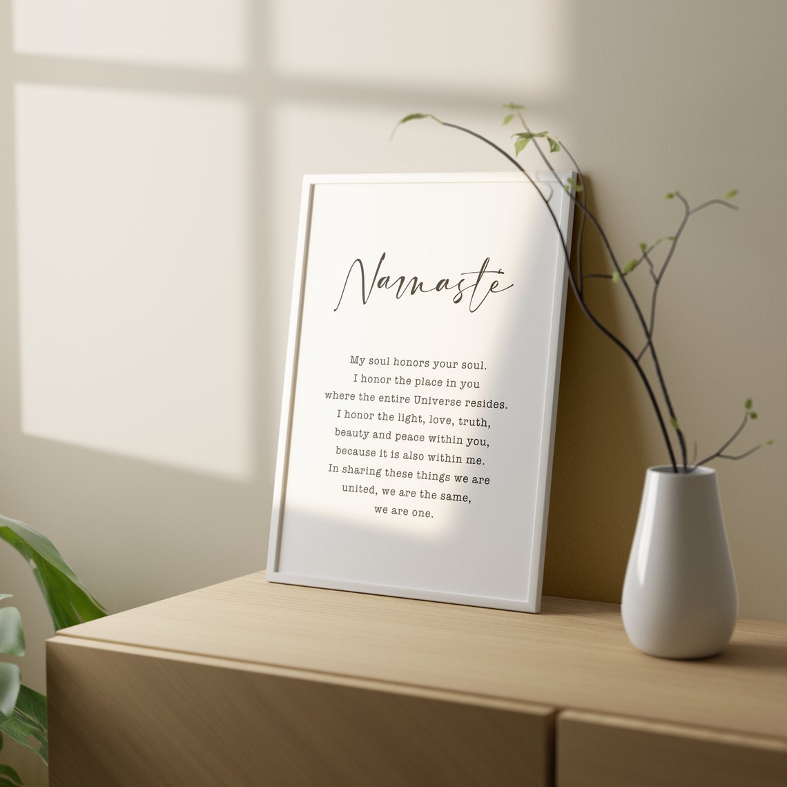 Namaste Sign Wall Art Yoga Poster Meditation Print Decor