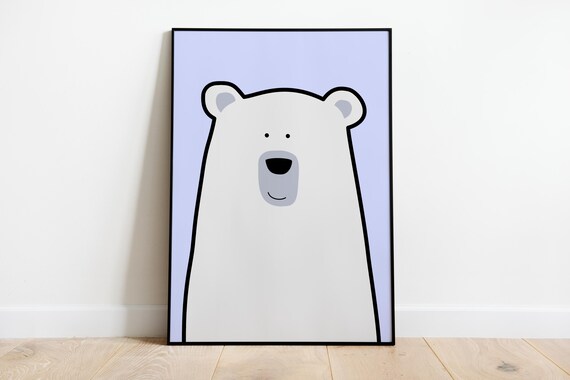Polar Bear Positive Wall Art Minimalist Modern Print Trendy Retro