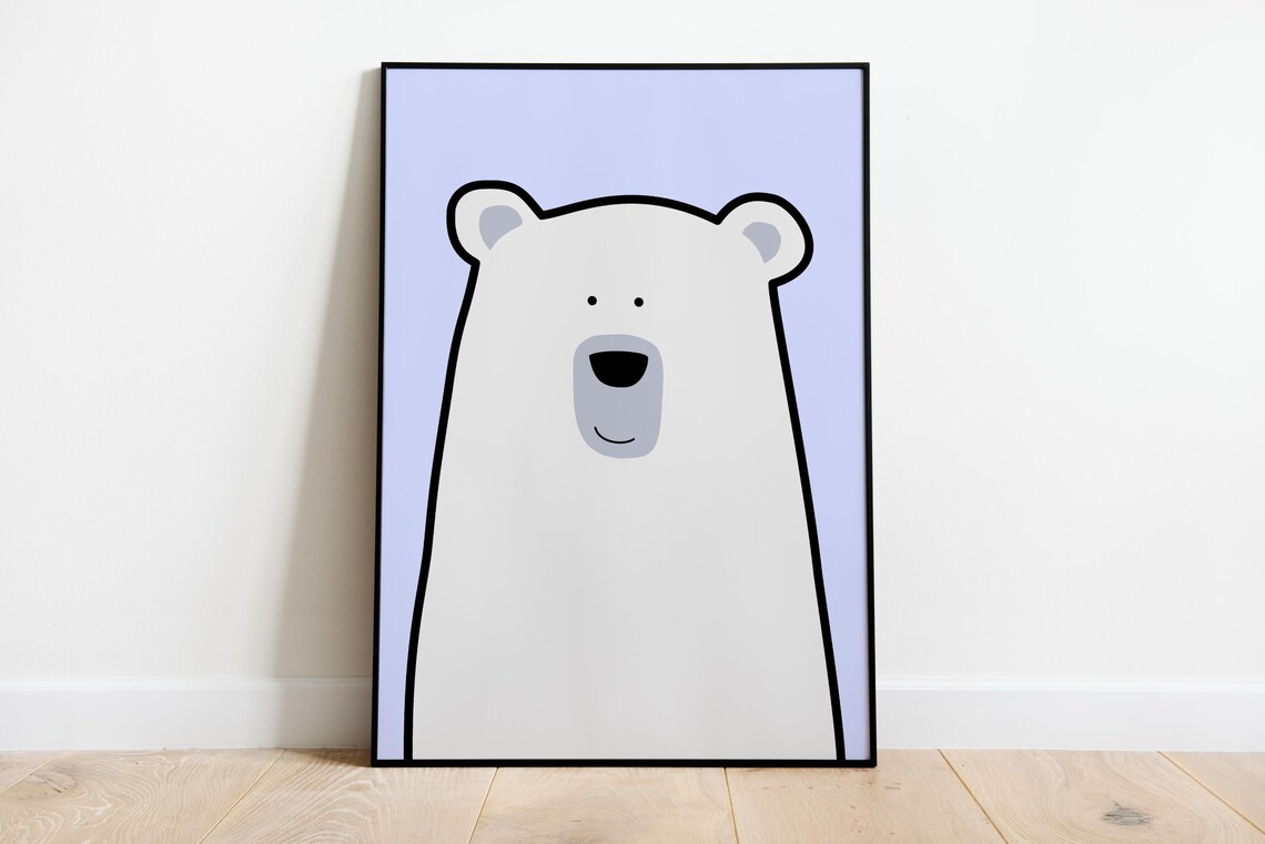 Polar Bear Positive Wall Art Minimalist Modern Print Trendy Retro