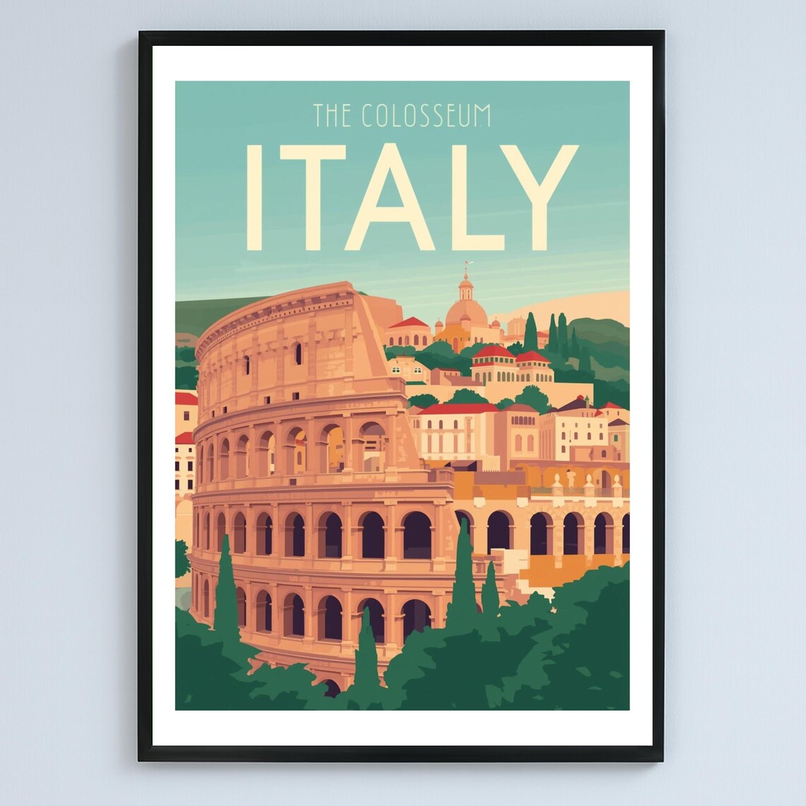 Rome Colosseum Italy Vintage Travel Poster Ancient Landmark Artwork