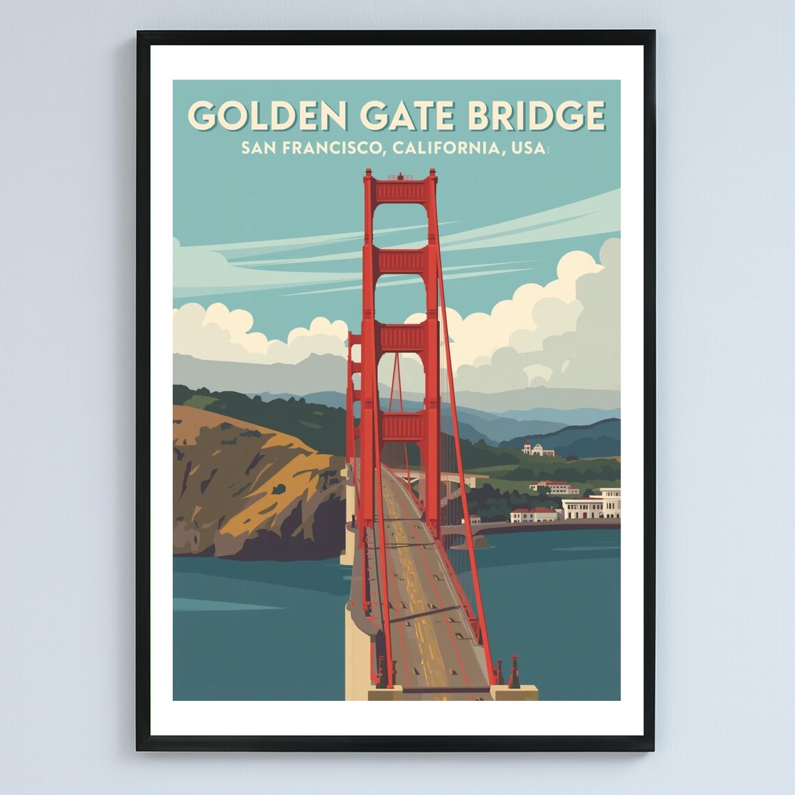 Golden Gate Bridge San Francisco California Vintage Retro Travel Poster