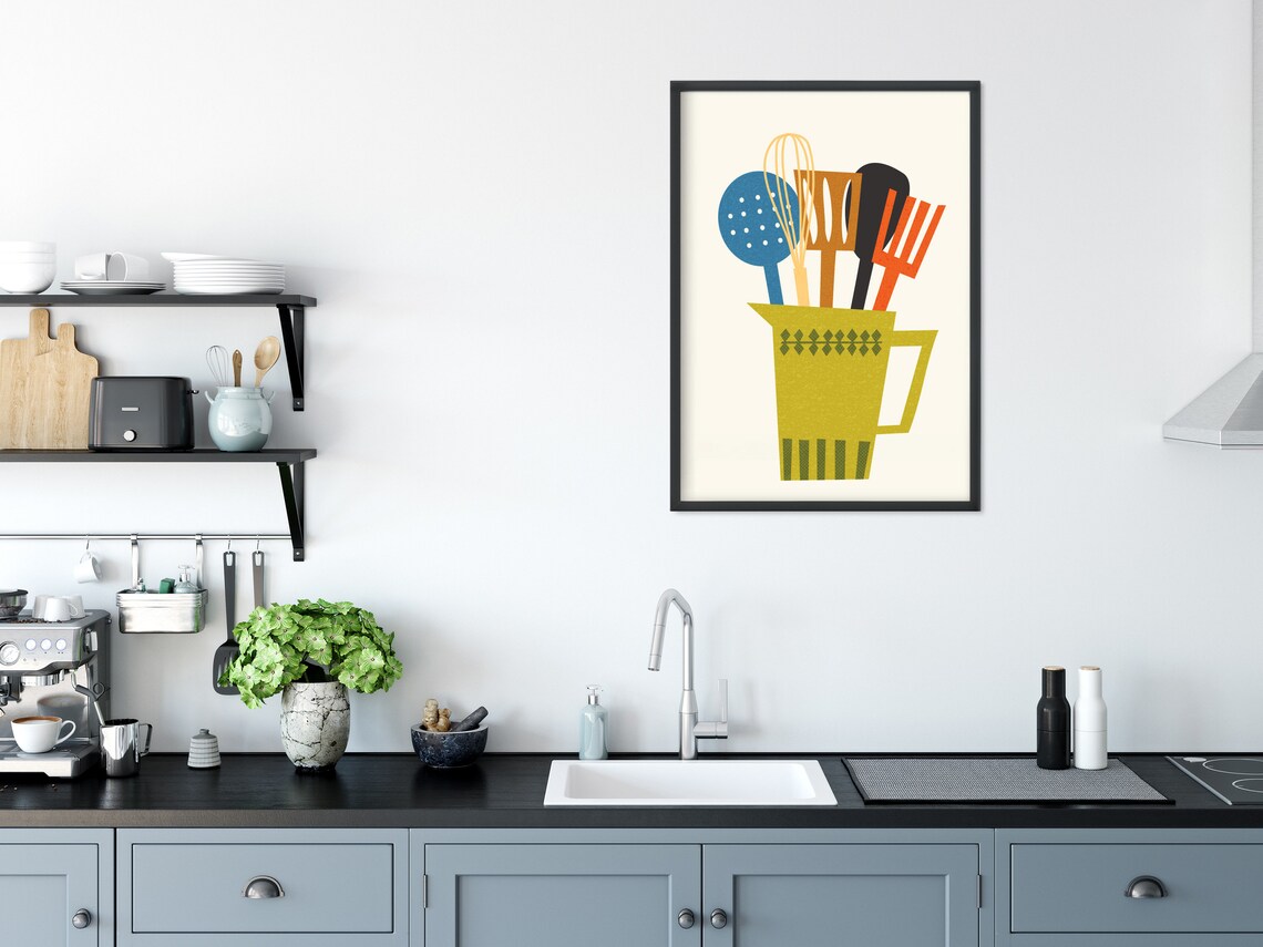 Mid Century Modern Kitchen Wall Art, Art Print - Image 2