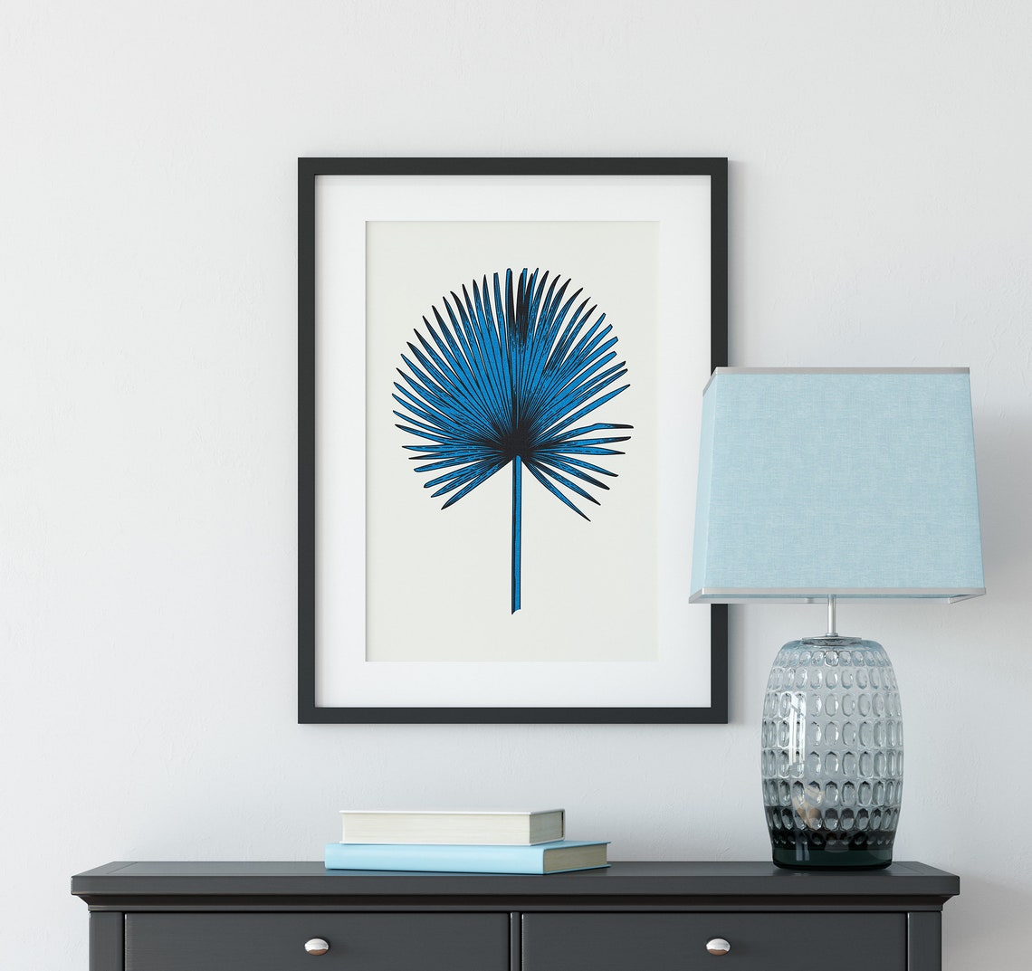 Blue Botanical Leaf Art Print - Image 2