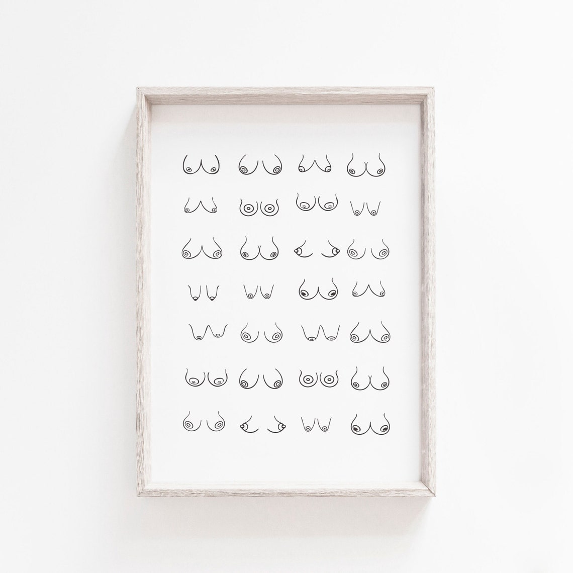 Boobs Print, Black And White Bathroom Humor Art Print - Image 2