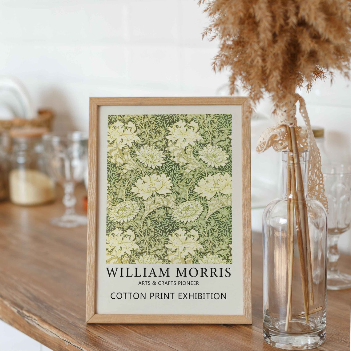William Morris Green Flower Art Print - Image 4
