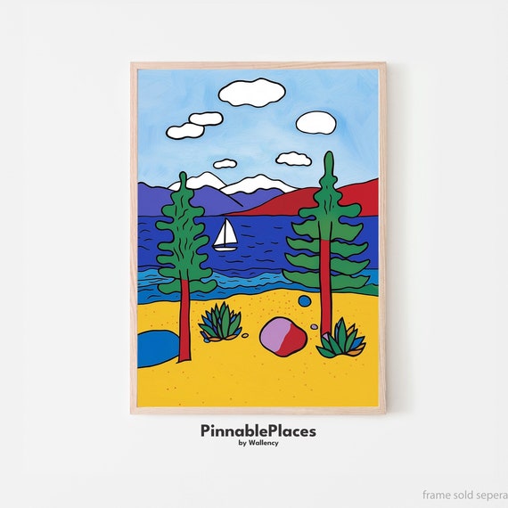 Lake Tahoe Art Print Matisse Style Landscape File