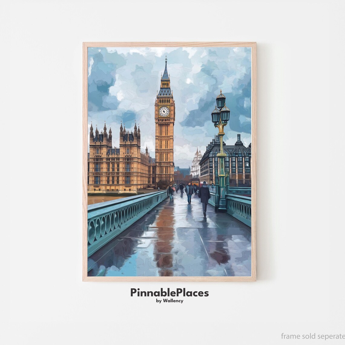 Big Ben Westminster Bridge Rain Reflections London England City Poster