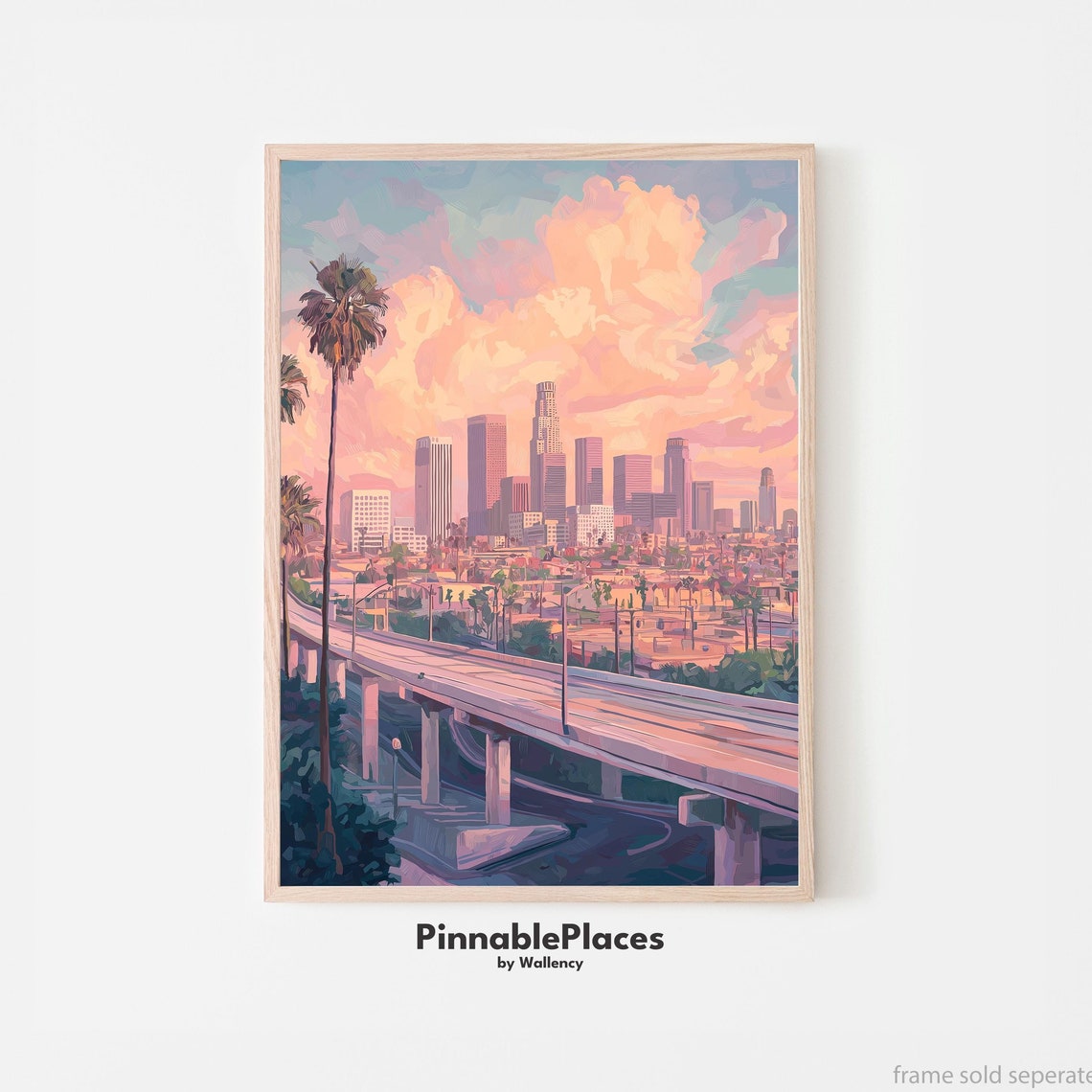 Los Angeles Skyline Art Print Travel Poster File