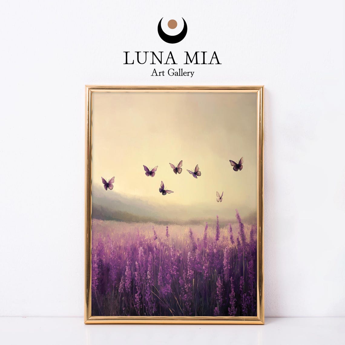 Butterflies Over A Lavender Field At Golden Hour Dreamy Purple Poster