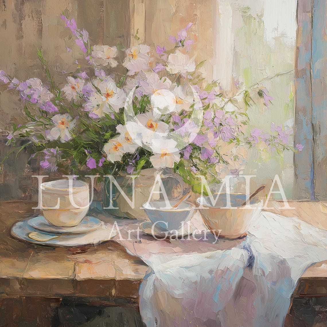 Impressionist Teacup and Wildflower Still Life Bouquet Art Poster - Image 5