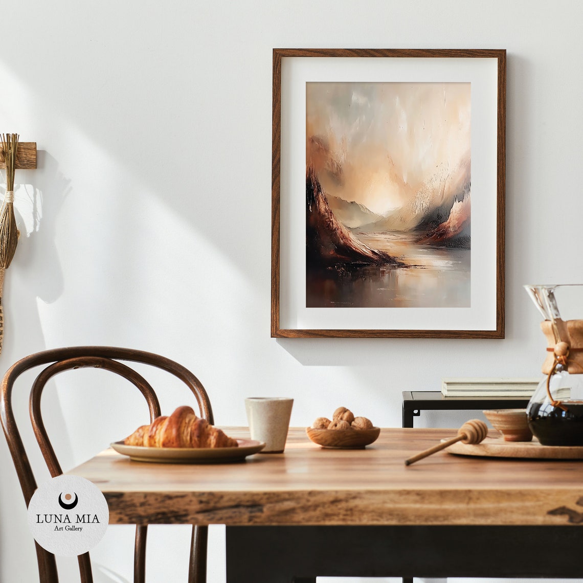 Dramatic Earthy Abstract Canyon With Glowing Light Art Poster - Image 4