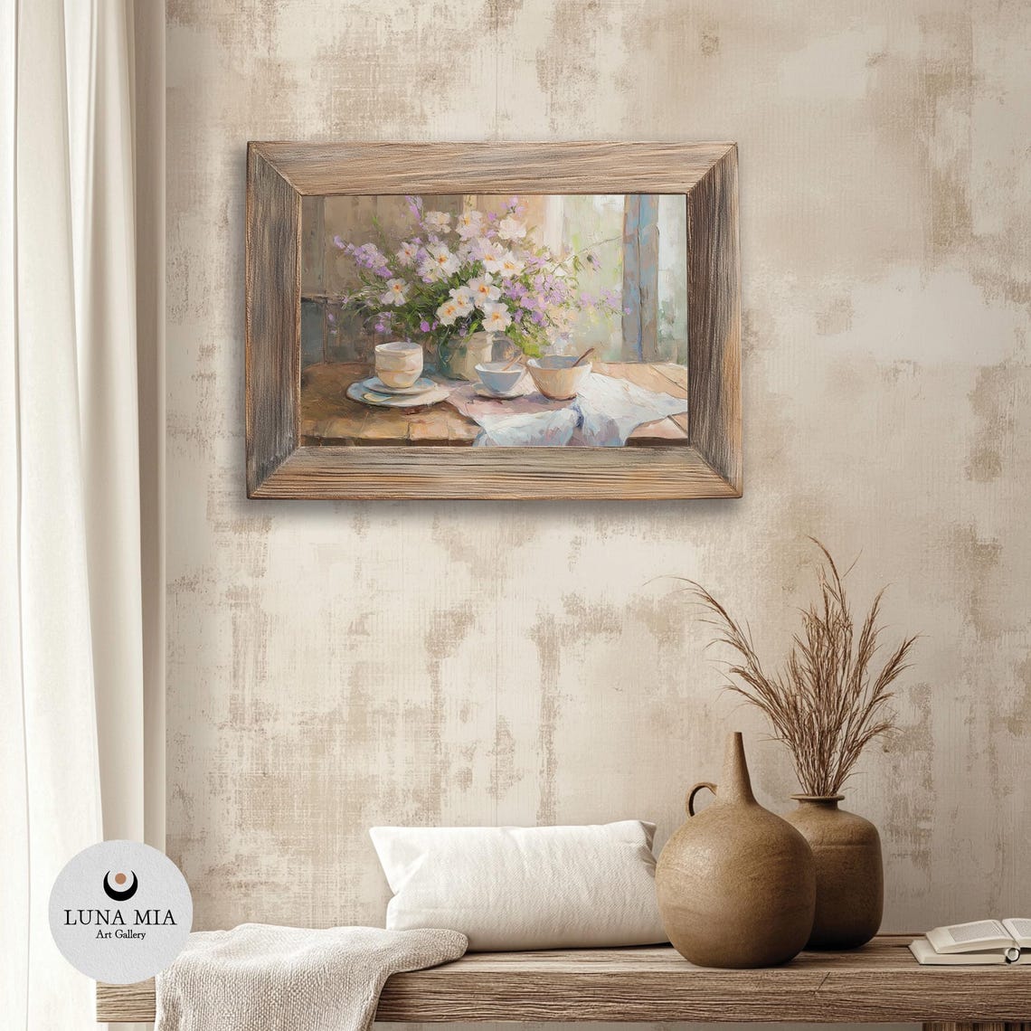 Impressionist Teacup and Wildflower Still Life Bouquet Art Poster - Image 3