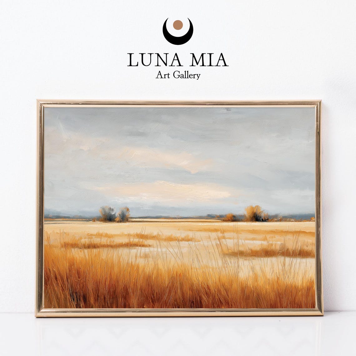 Golden Prairie Grassland Big Sky Oil Painting Landscape Poster