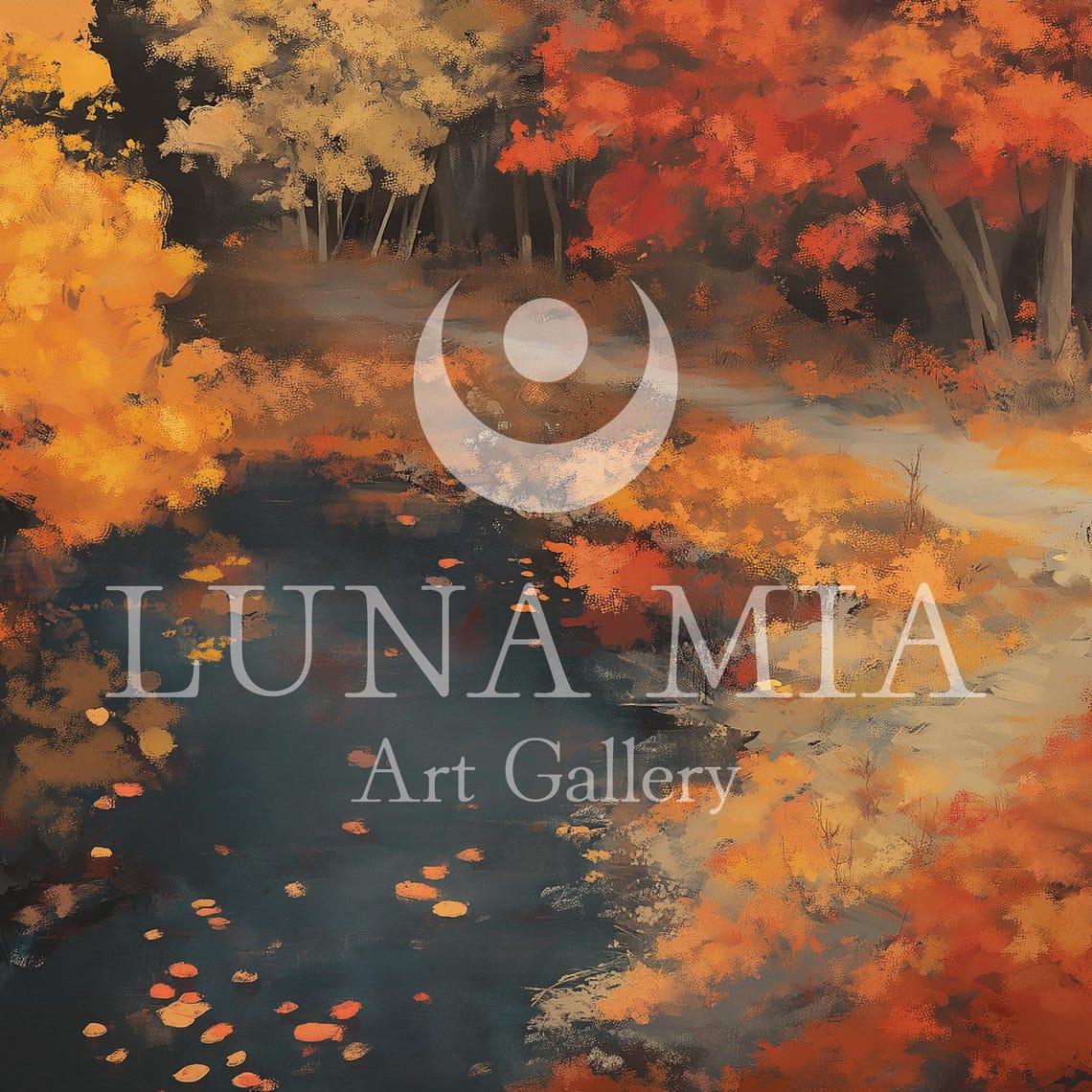 Fiery Autumn Forest Aerial View with Dark Pond Fall Color Poster - Image 4