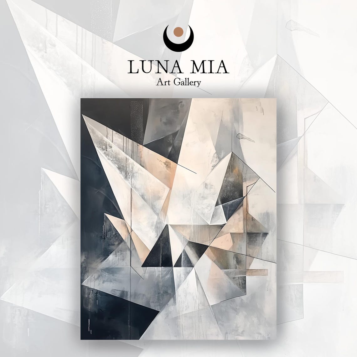 Modern Nordic Geometric Abstract Gray Pink Charcoal Art Poster - Image 2