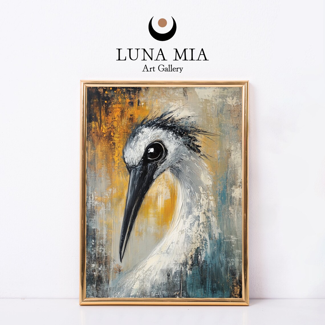 Elegant Long Billed Waterbird Portrait Oil Painting Style Poster