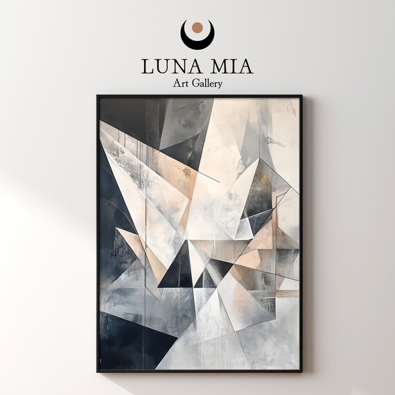 Elegant Nordic Style Art Print For Instant Gray Pink Geometric Oil Painting For Modern Home Decor