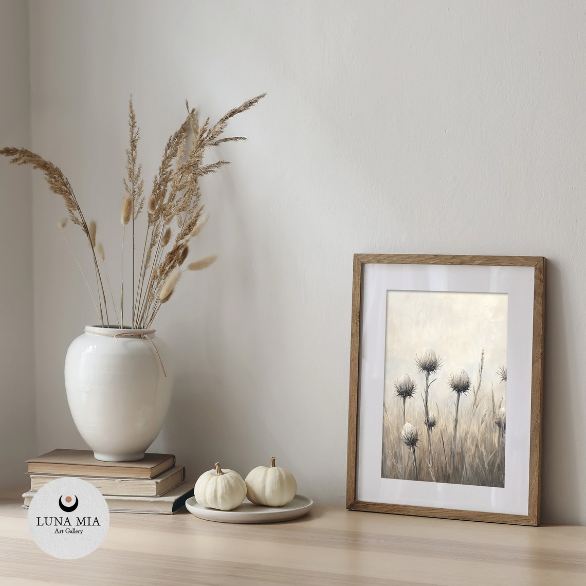 Dried Thistle Stems Beige Meadow Neutral Minimalist Art Poster - Image 5