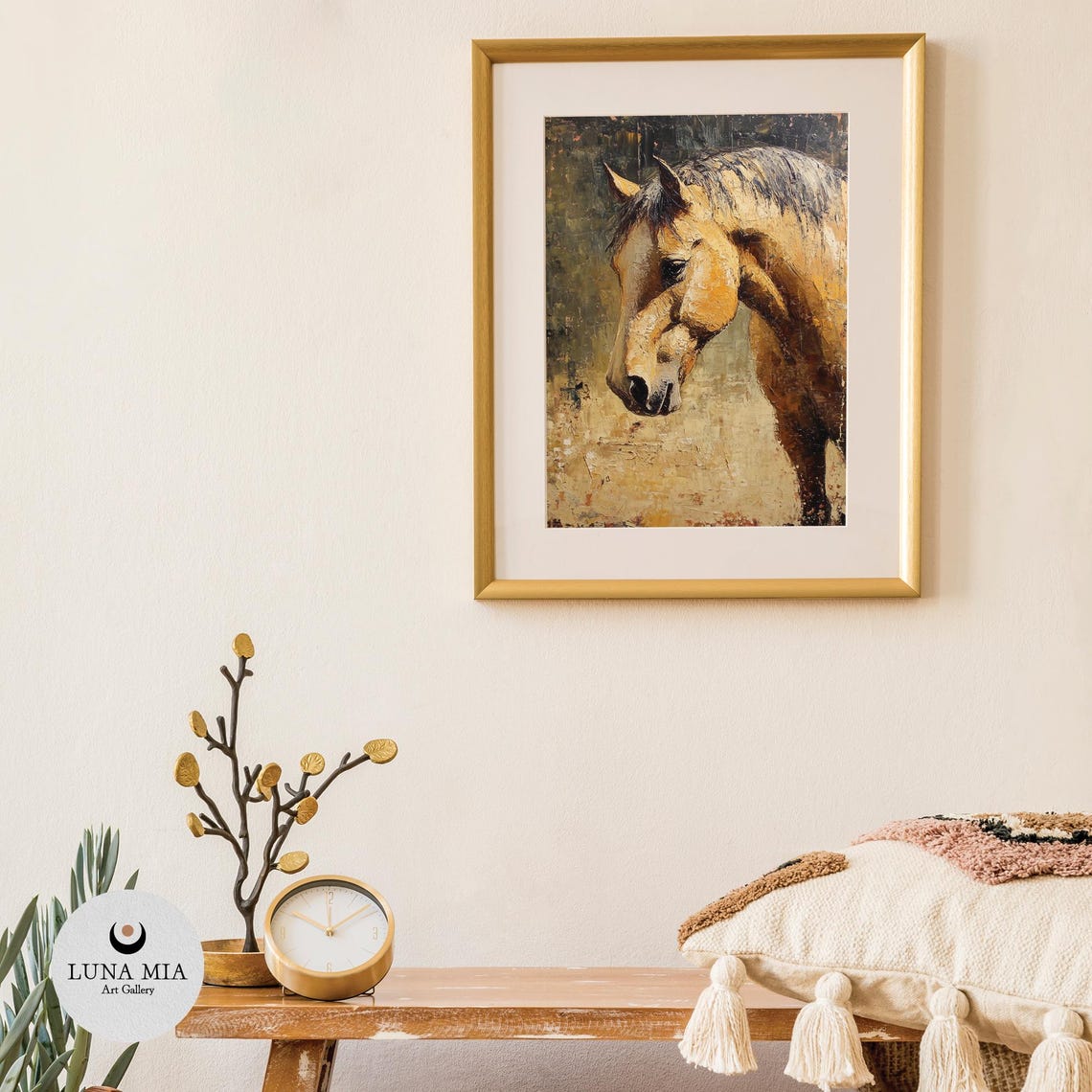 Brown Horse Head Profile Textured Impasto Oil Painting Art Poster - Image 3