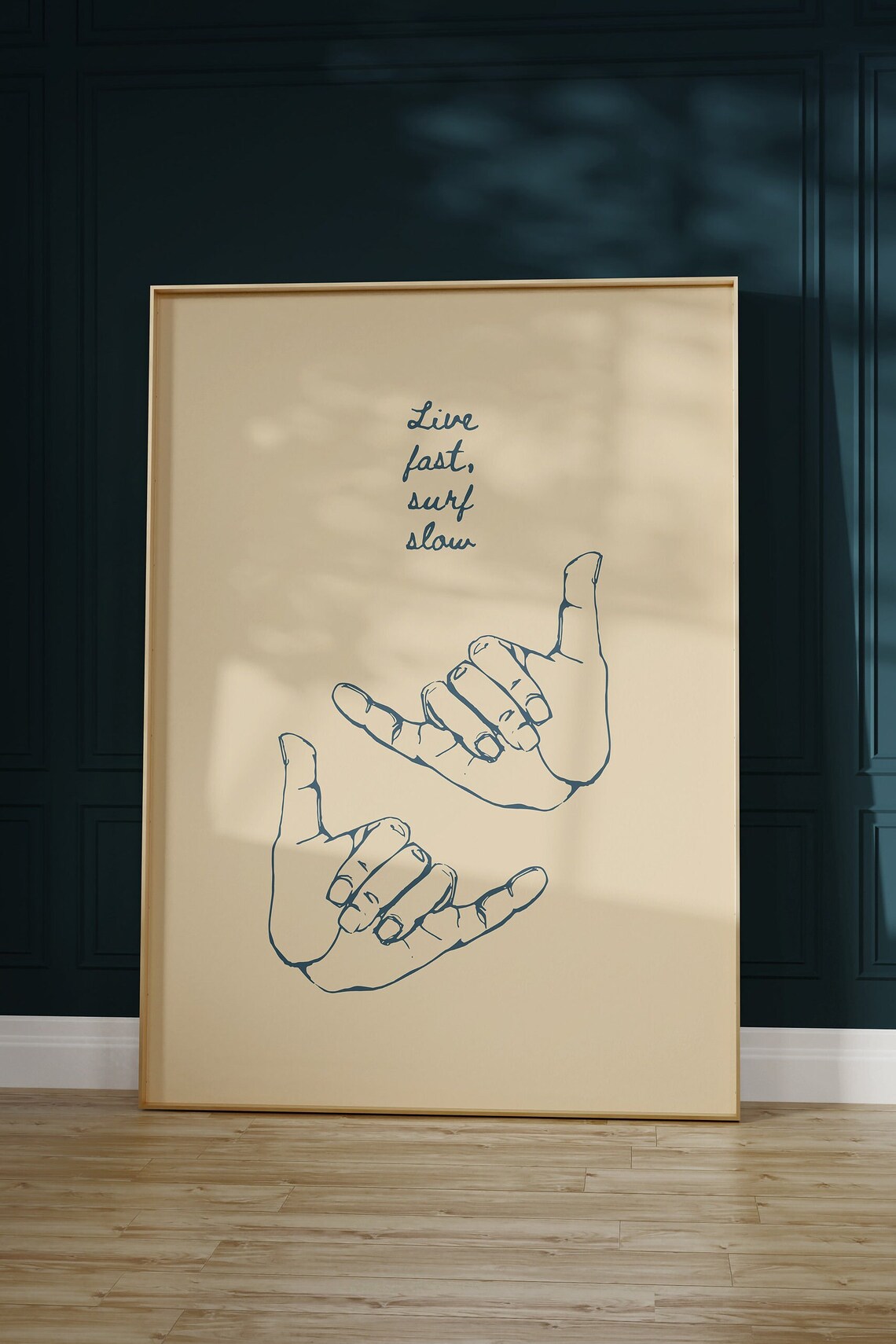 Live Fast Surf Slow Surfing Quote Poster, Coastal - Image 3