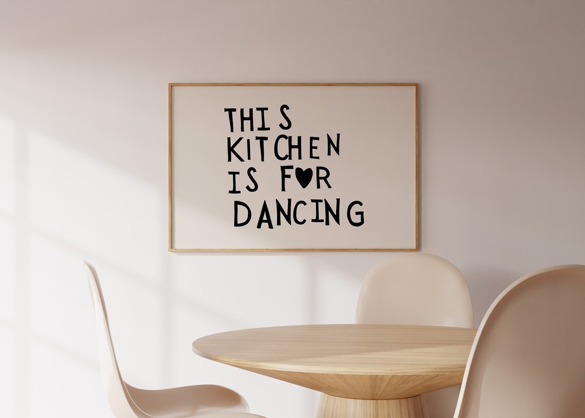 Aesthetic Kitchen Decor Cute Dance Art Kitchen Wall Art Minimalist Heart Horizontal Print Trendy Kitchen Poster 1 Print - Image 3