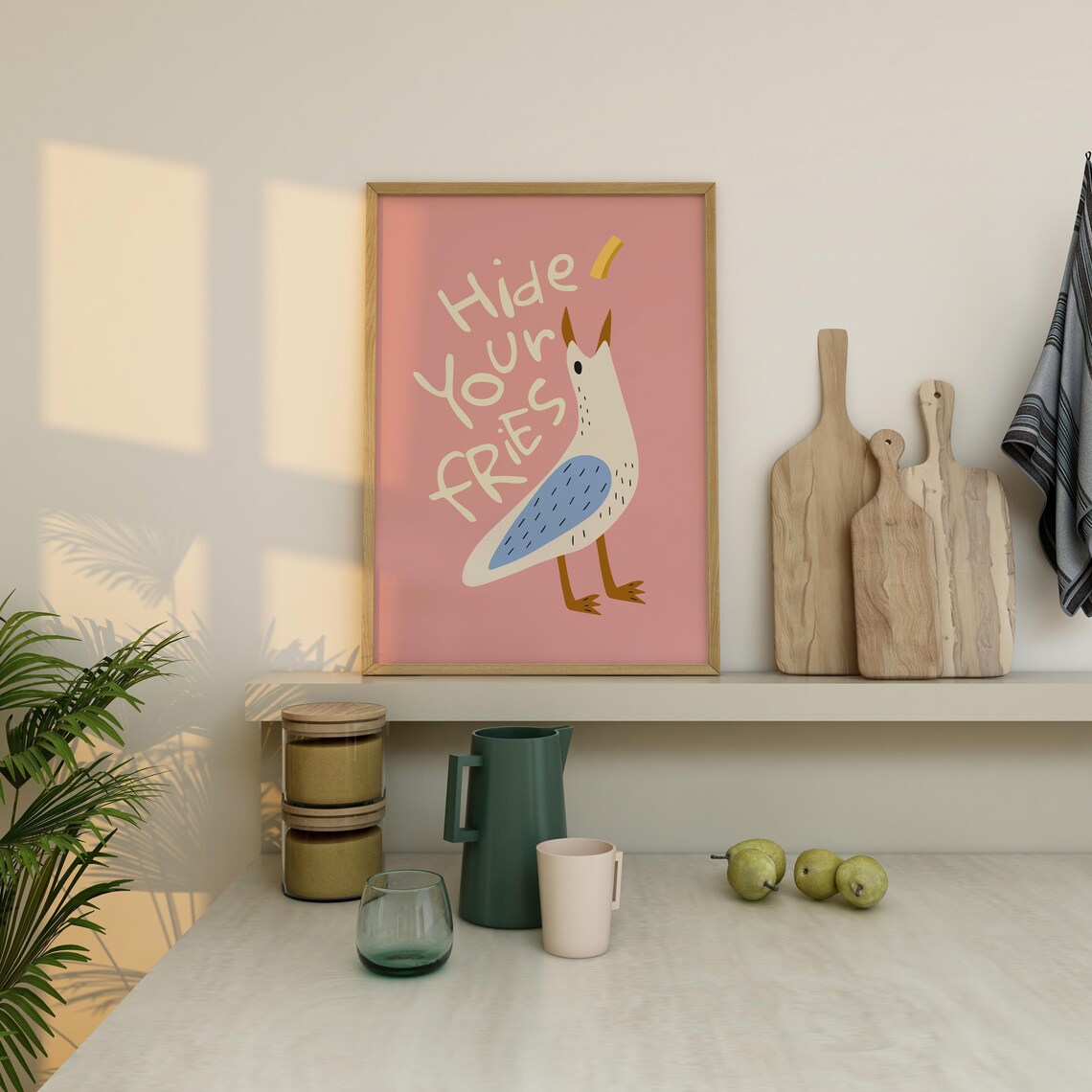 Funny Seagull Beach Poster, Trendy Coastal Decor - Image 3