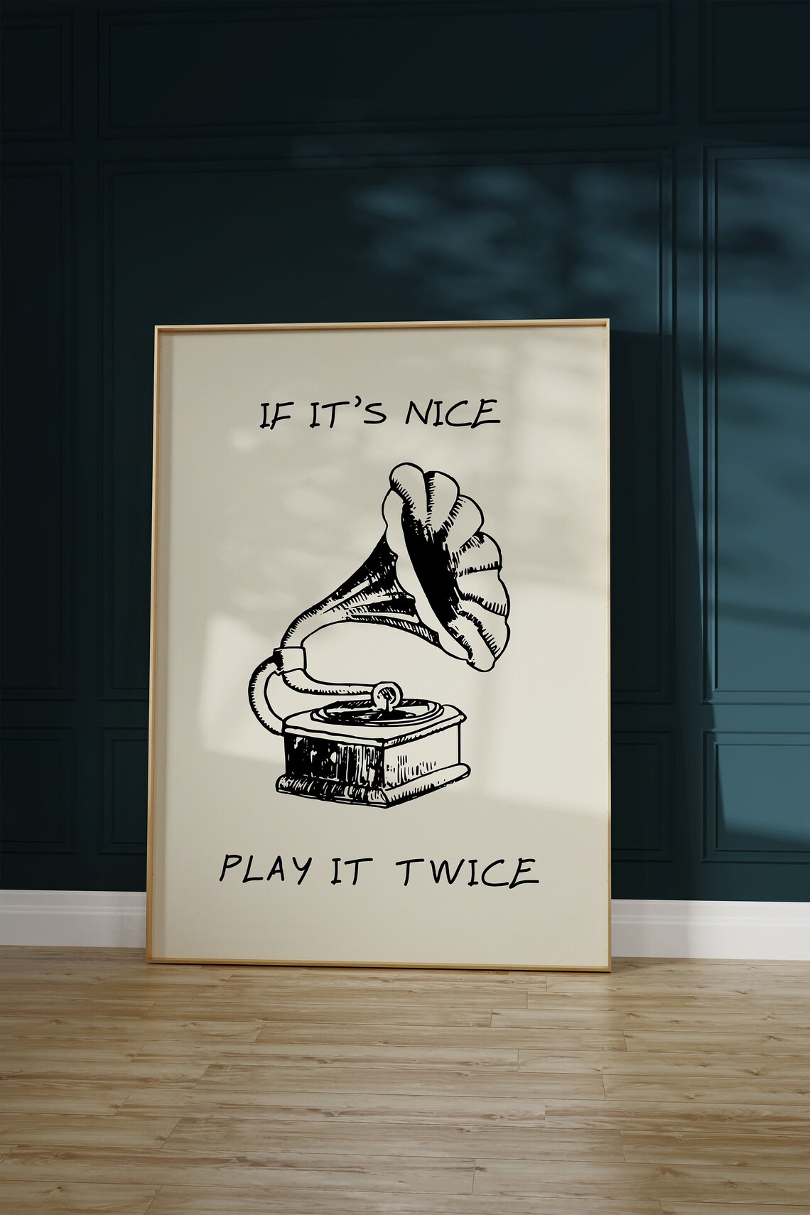 If Its Nice Play It Twice Vintage Gramophone Music Quote Poster - Image 2