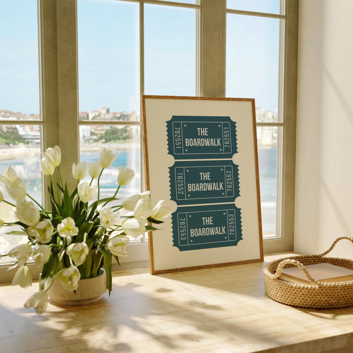 The Boardwalk Teal Ticket Stub Trio Coastal Beach Decor Poster - Image 4