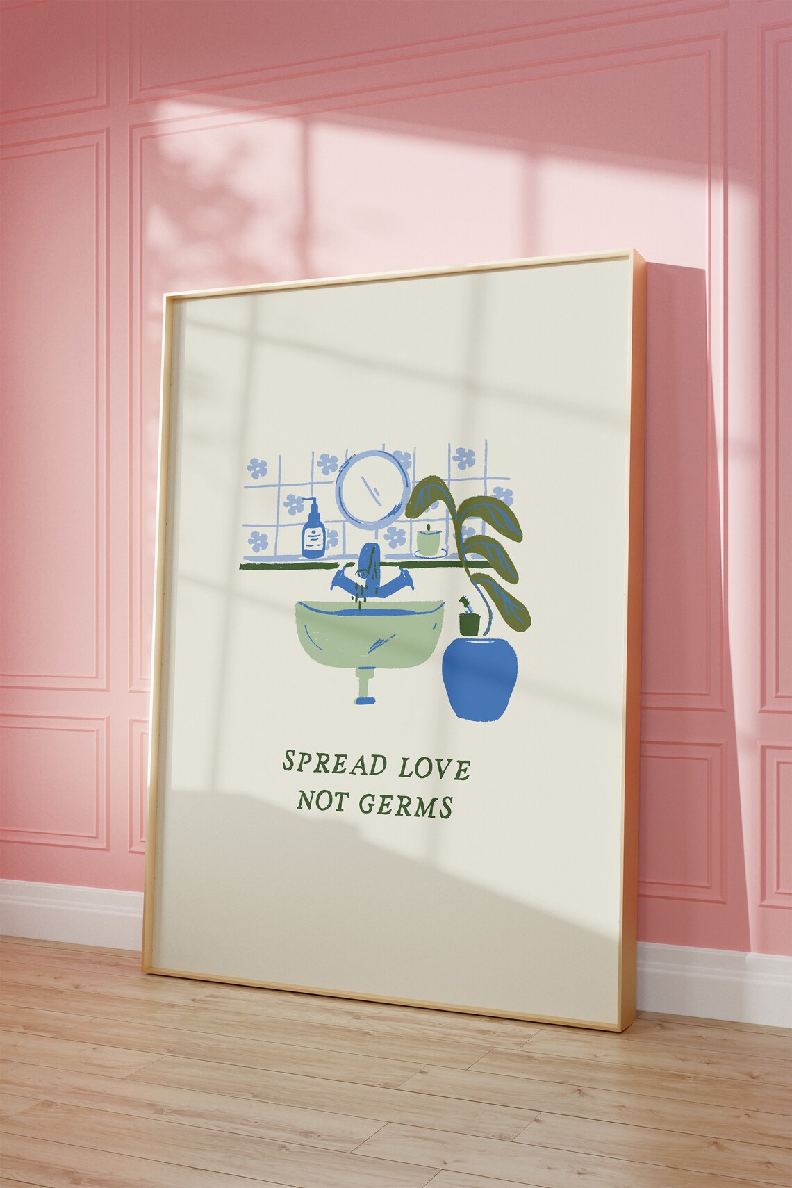 Spread Love Not Germs Bathroom Wash Hands Poster