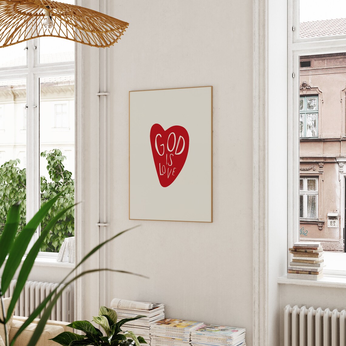 God Is Love Minimalist Heart Christian Art Print - Image 2