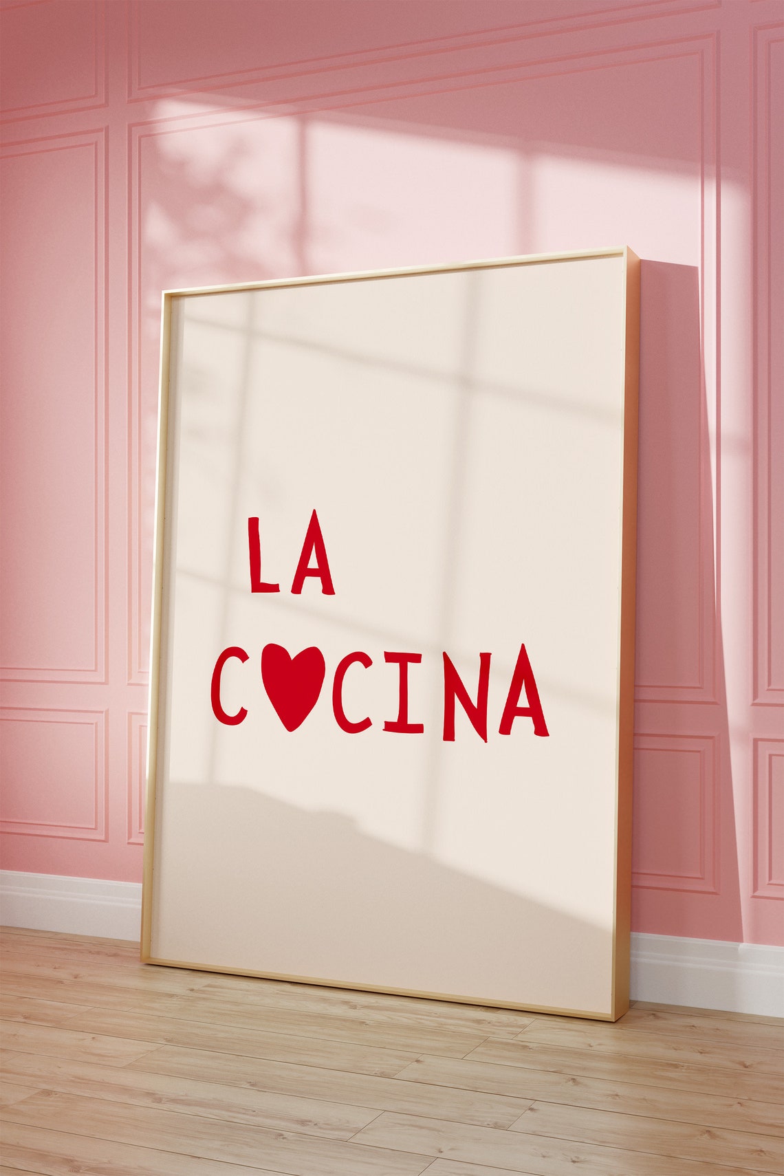 La Cocina Red Heart Typography Charming Spanish Kitchen Wall Art - Image 2