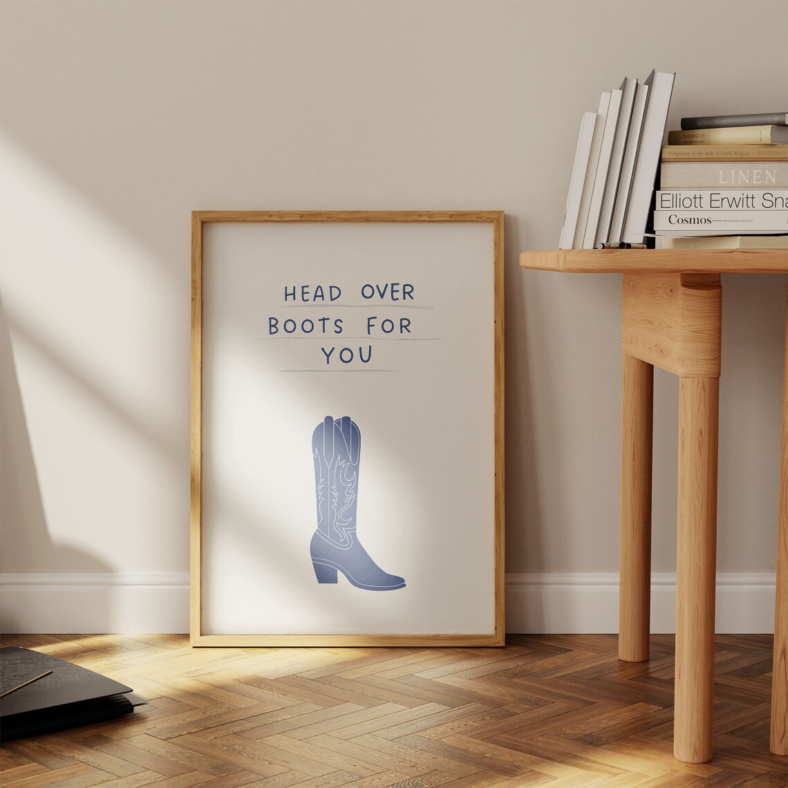 Head Over Boots For You Blue Cowboy Boot Romantic Quote Poster - Image 2