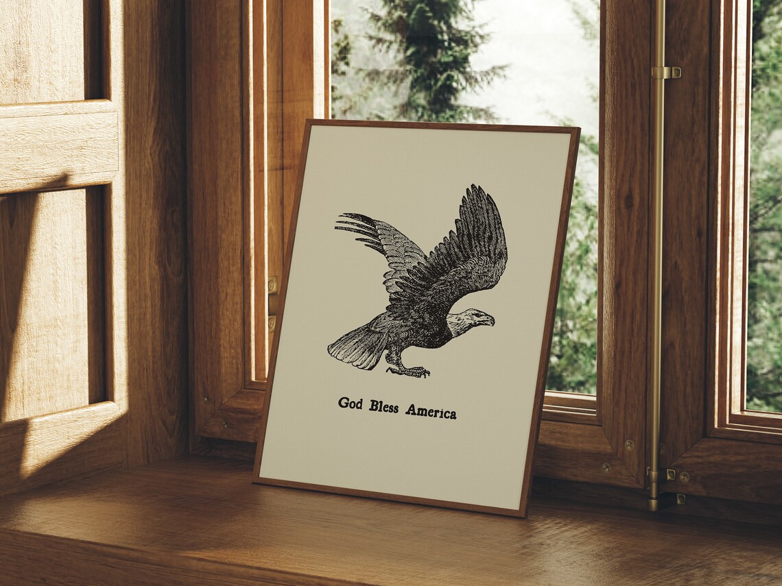 God Bless America Vintage Eagle Art Print - Image 3
