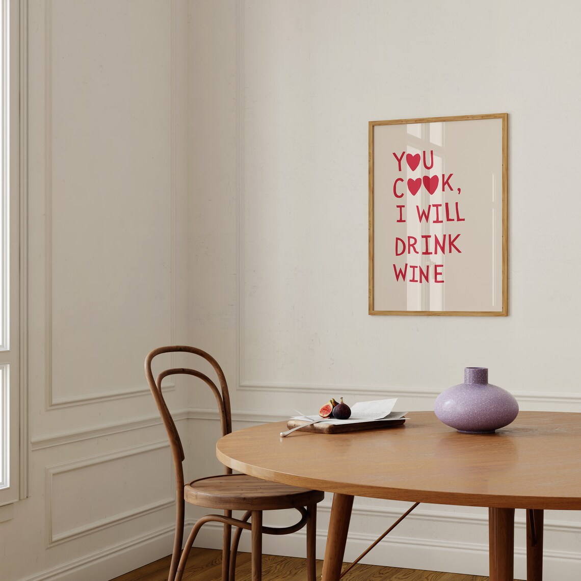 Funny Wine Print Cute Cooking Decor Funny Kitchen Wall Art Heart Typography Poster Chef Print Trendy Wine Art Print 1 Print - Image 3