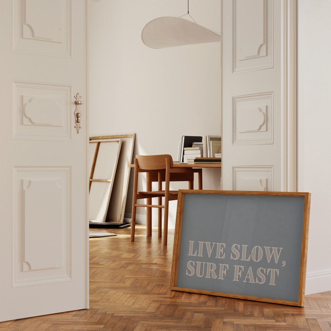 Live Slow Surf Fast Coastal Blue Typography Horizontal Poster - Image 3