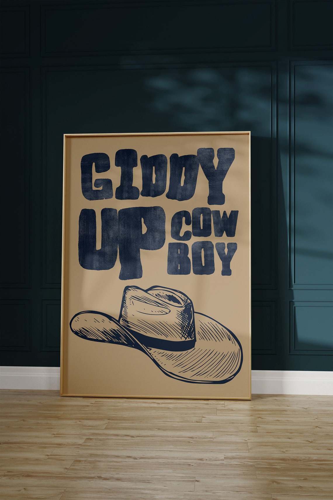 Giddy Up Cowboy Navy Western Hat Vintage Ranch Home Decor Poster - Image 2