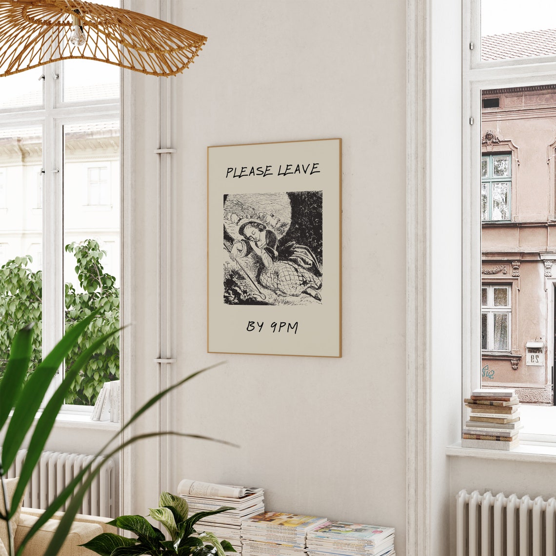 Please Leave By 9PM Funny Vintage Sleeping Woman Entryway Poster - Image 3