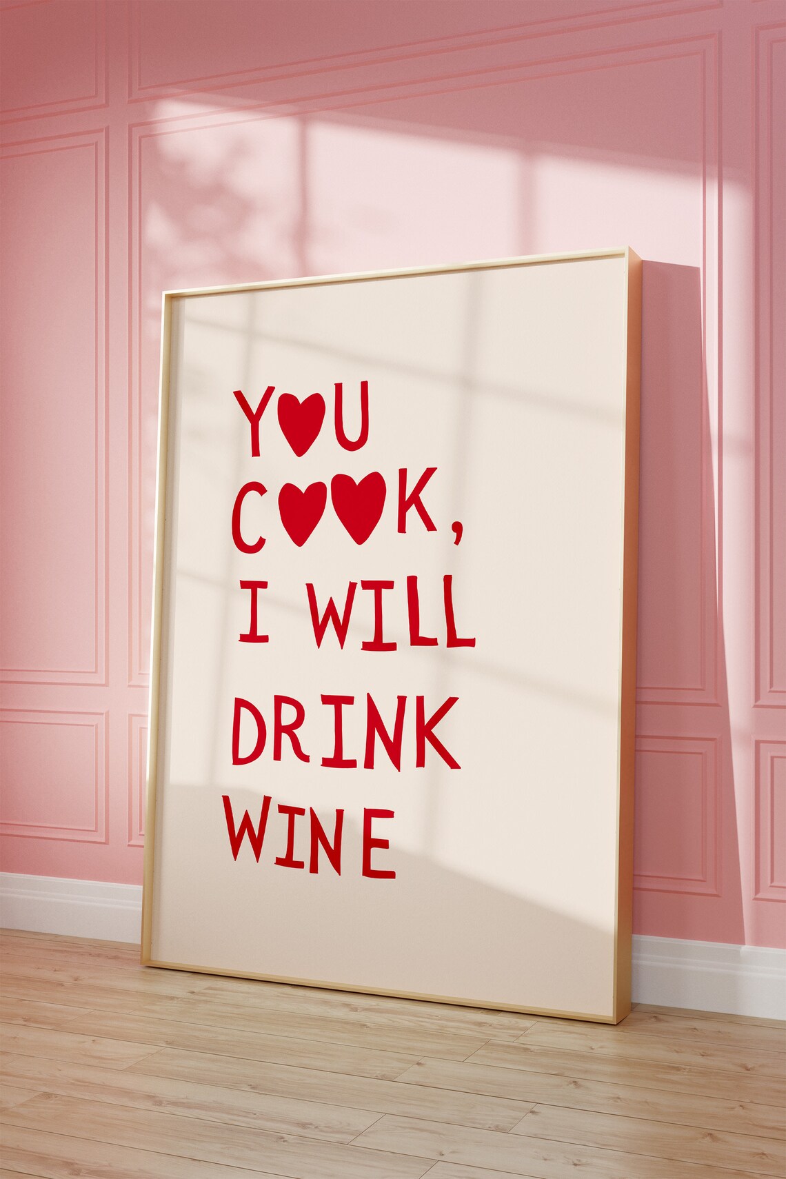 Funny Wine Print Cute Cooking Decor Funny Kitchen Wall Art Heart Typography Poster Chef Print Trendy Wine Art Print 1 Print - Image 2