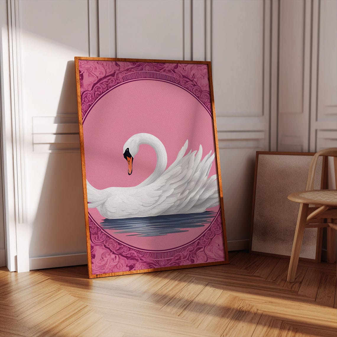 Coquette Swan Art Print Baby Girl Swan Nursery Art Watercolor Swan With Pink Bow Art Poster Girly Room Art Pink Swan Wall Art Print - Image 3