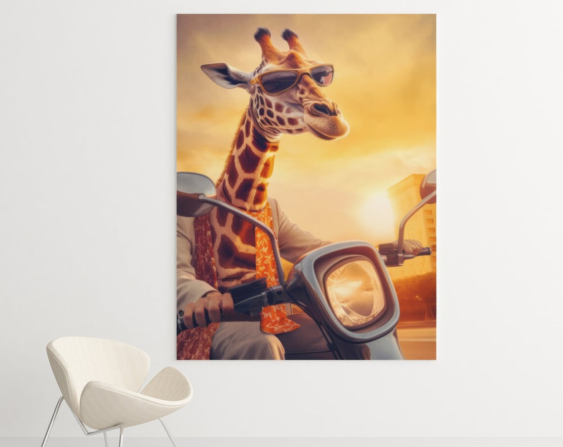 Funny Giraffe On A Scooter, Funky Kid Bedroom