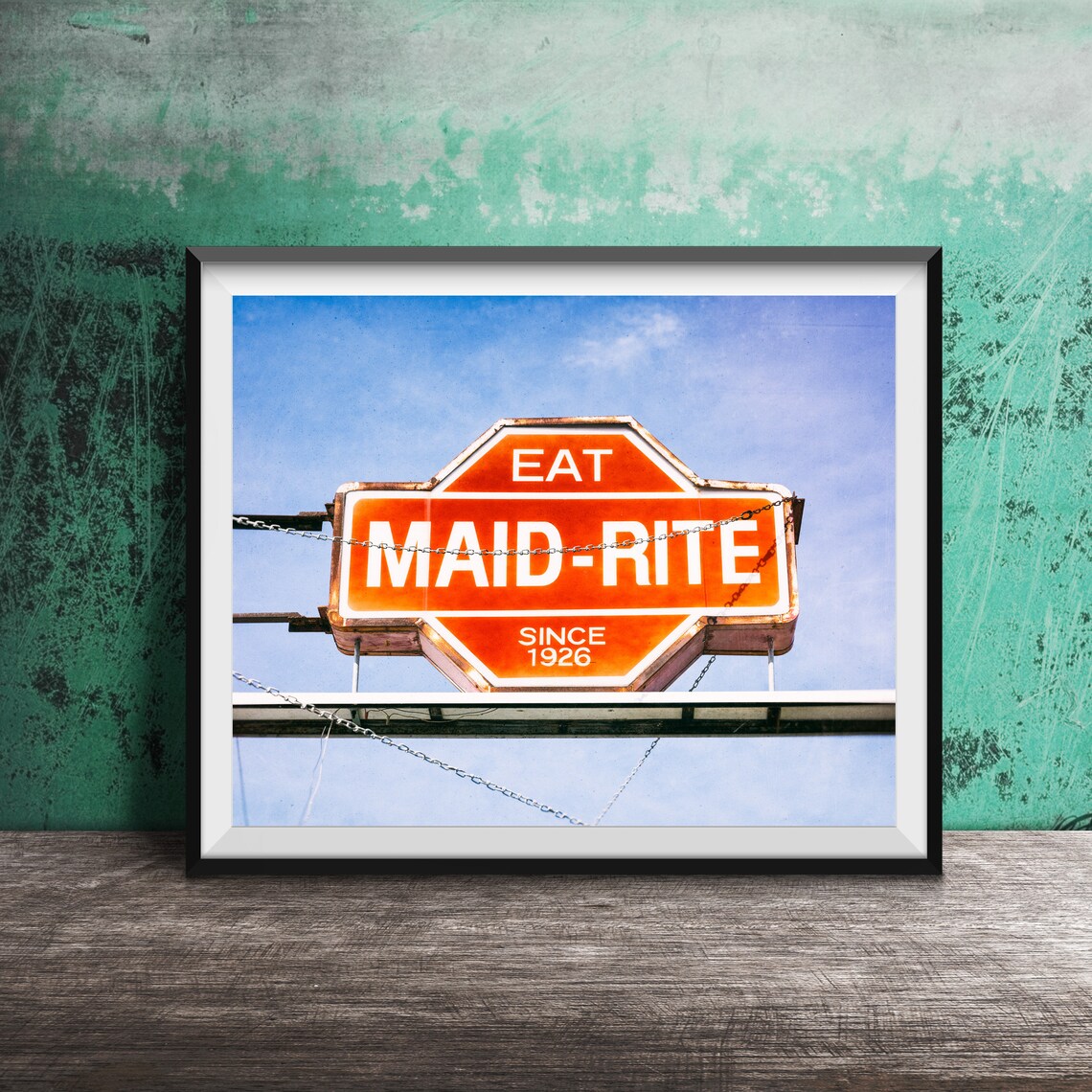 Maid Rite Eat Since 1926 Vintage Orange Diner Sign Iowa Poster