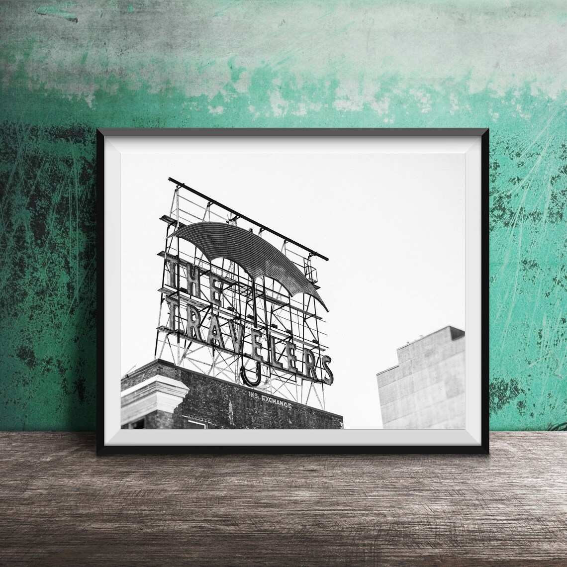 The Travelers Red Umbrella Rooftop Sign Des Moines Iowa Poster - Image 2