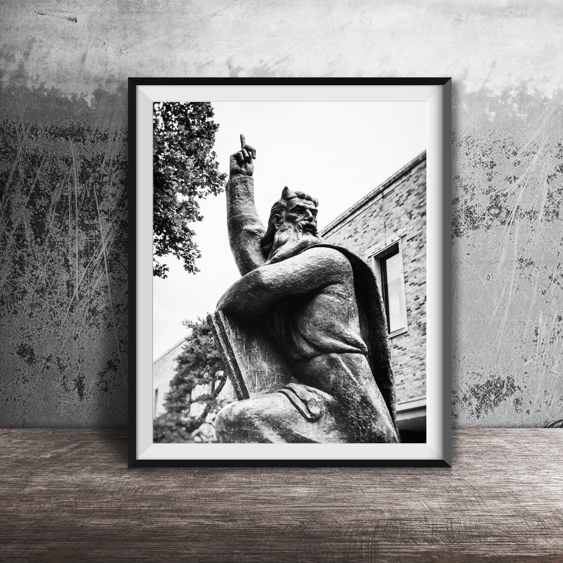 Bronze Moses Statue With Raised Finger Notre Dame Campus Poster - Image 2