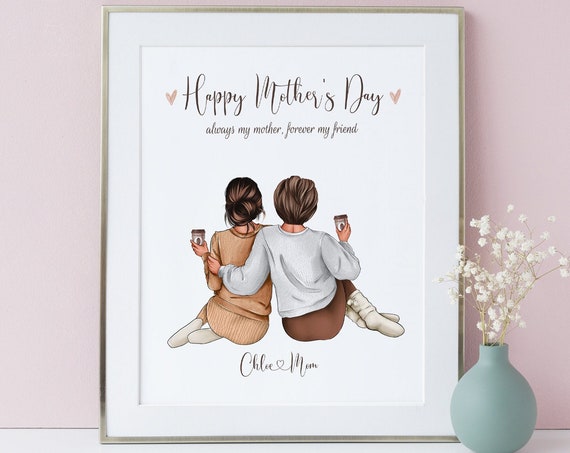 Mothers Day Custom Portrait Happy Mothers Day Personalised Print Personalized Gifts For Mom From Daughter Best Mum Gift